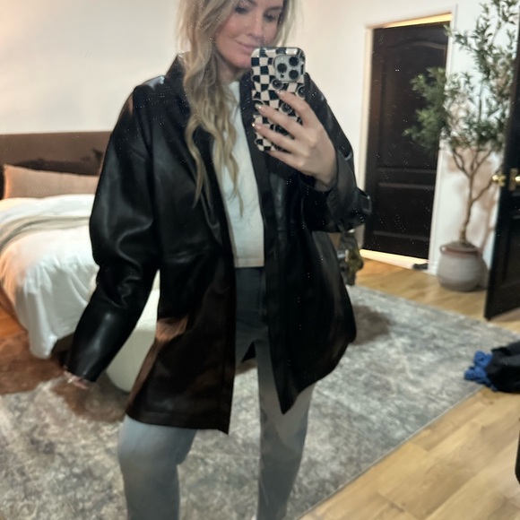 Bar III Jackets & Blazers - Women's Black Leather Jacket